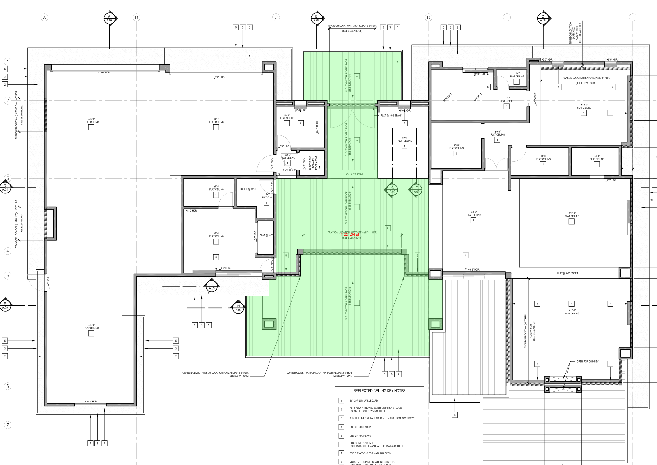 Anonymous takeoff excerpt showing existing highlighted ceiling scope
